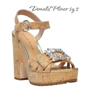 Donald Pliner Galatea Jeweled Cork Platform Sandals 8